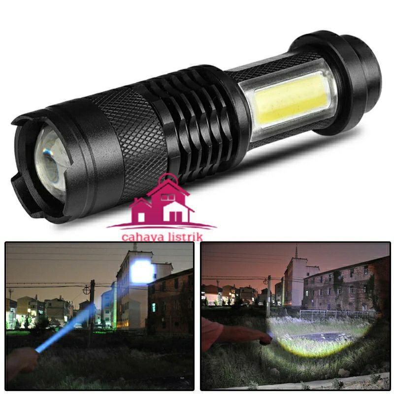 Senter Mini XPE COB Led Zoom Super Terang Swat Police Light Recharge