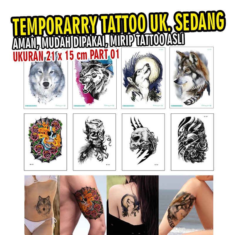 [ Part 1 ] Sticker tatoo termporary tato temporer ukuran sedang 21x15 cm waterproof tempel