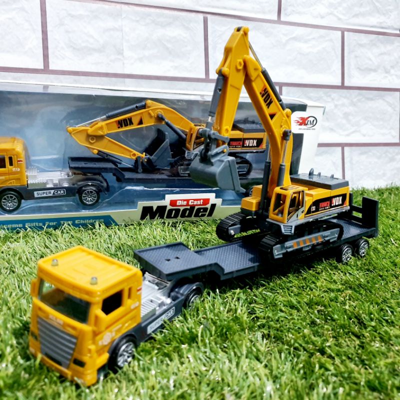 diecast truk hualer muatan diecast excavator anak edukatif - diecast excavator kontruksi bangunan