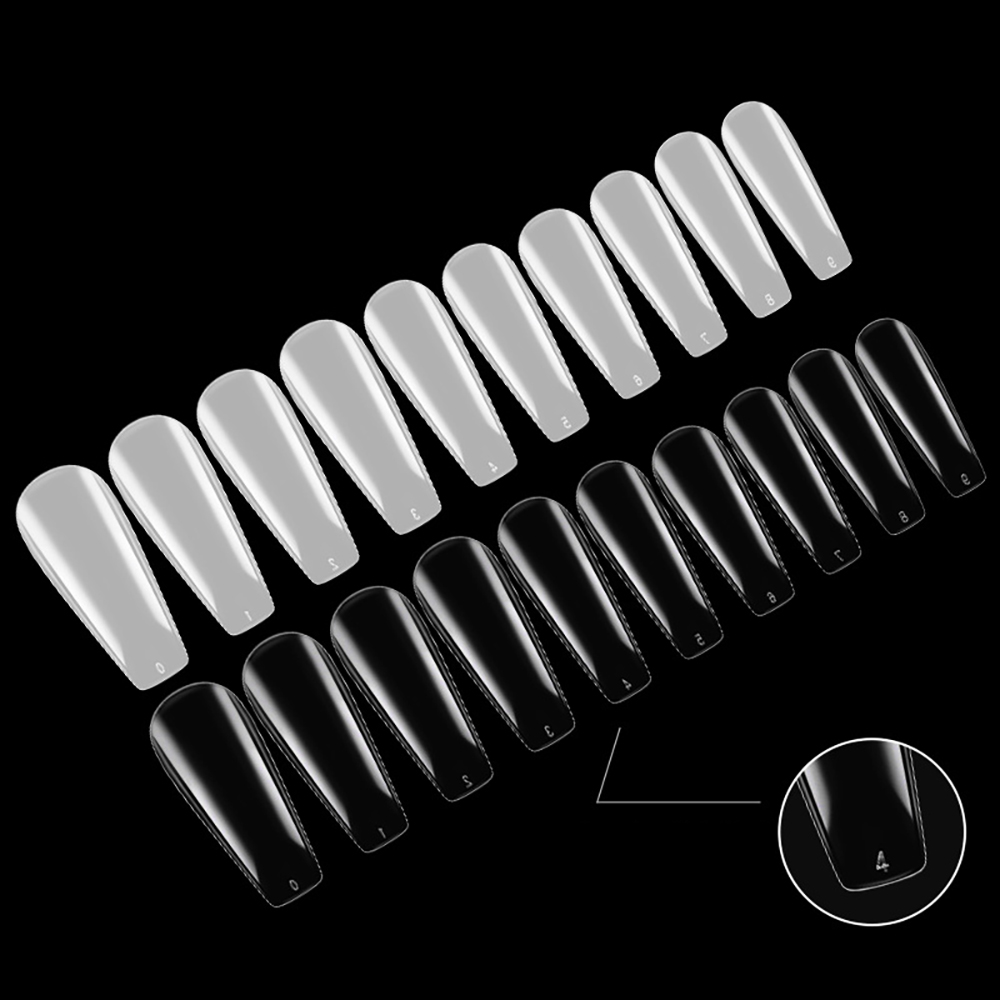 MXBEAUTY Transparent DIY Nail Art Tips Acrylic Coffin Fake Nails Ballerina False Nails Press on Nails for Nails Extension 100Pcs Natural Full Cover Manicure Accessories