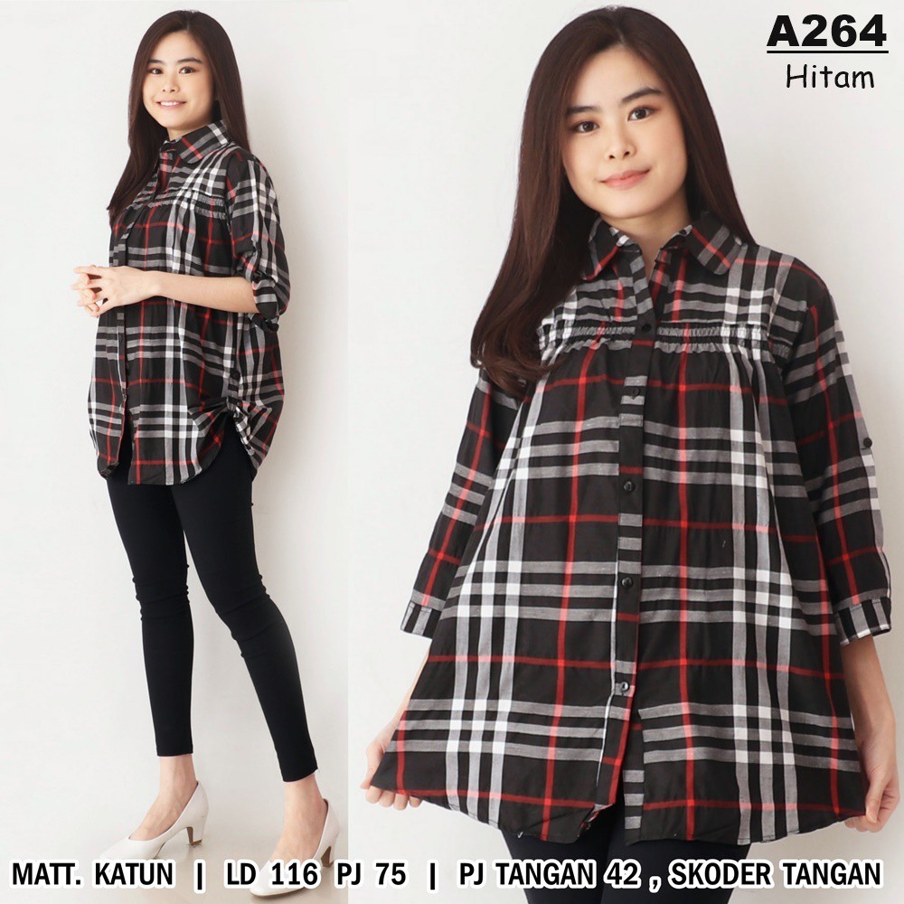 ISF [COD] + [GRATIS ONGKIR] Blouse Jumbo XXXL / Blouse Denim / Blouse Big Size / Atasan Jumbo XXXL-Berry Hitam