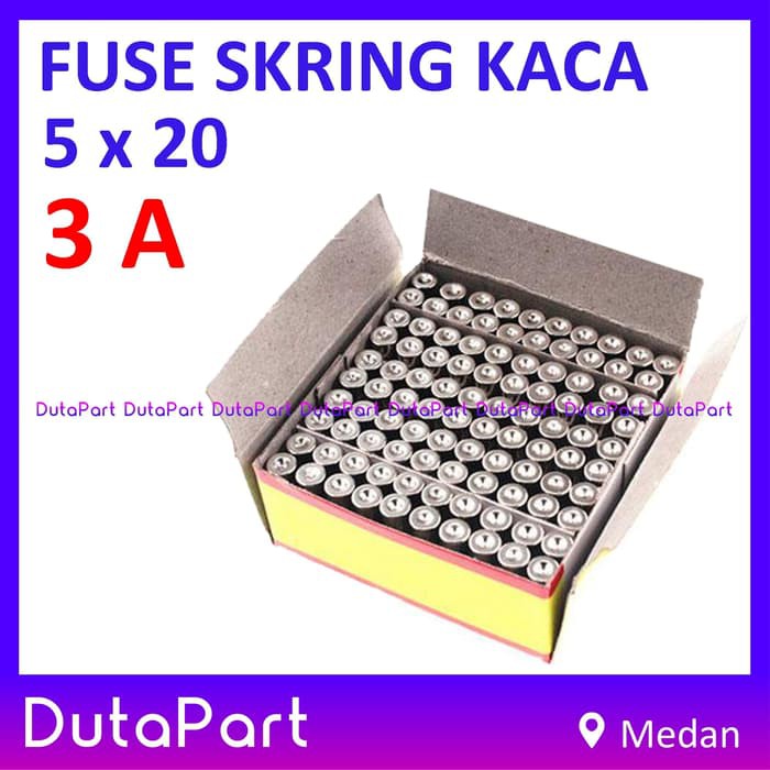 Skring Fuse Kaca 3A Uk. 5x20 mm 250VAC Sekring Sekering 3 A Ampere