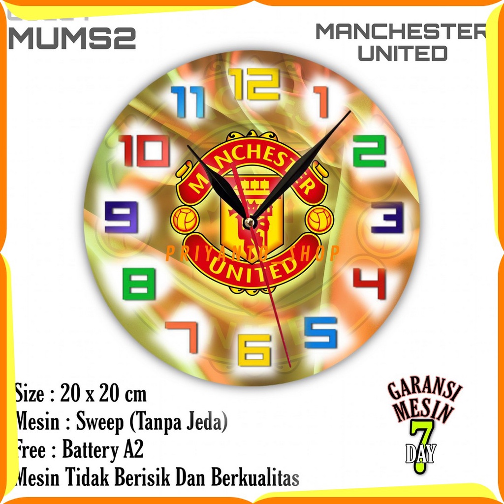 Jam Dinding Team Club Klub Sepakbola Manchester united Mesin Halus