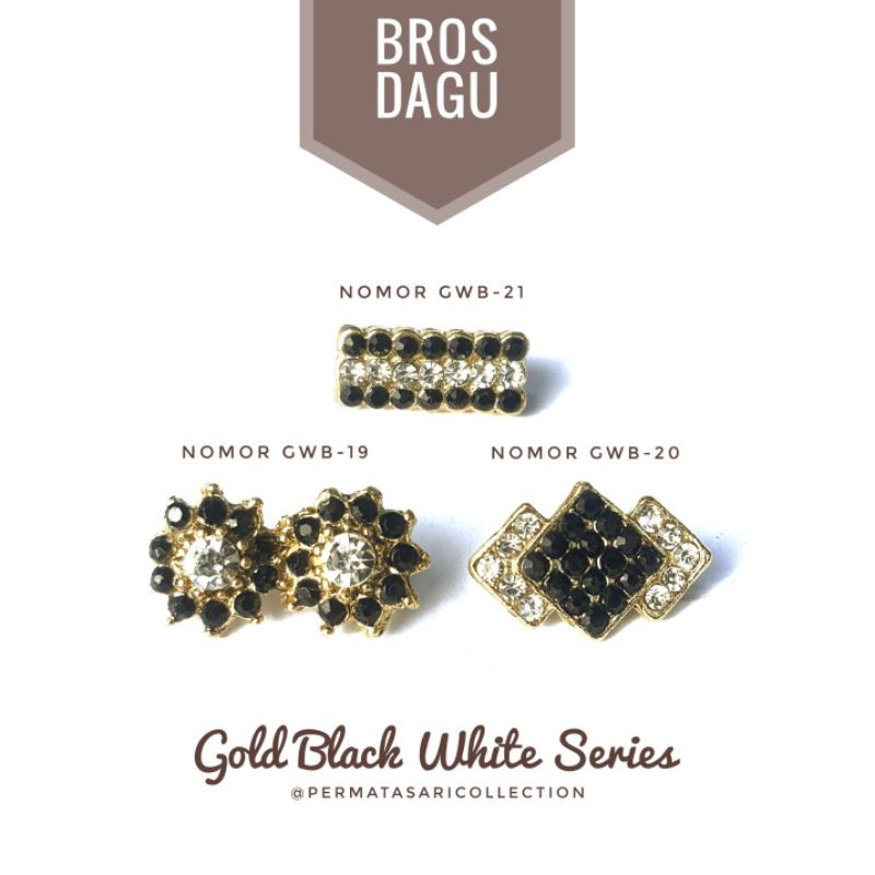 Bros Dagu Korea Kecil Aksesoris Jilbab Hijab Kerudung Wanita Muslim Muslimah Gold White Black Hitam Putih Kuning Emas Small Brooch Pin Peniti Motif Bunga Pita Mutiara 1