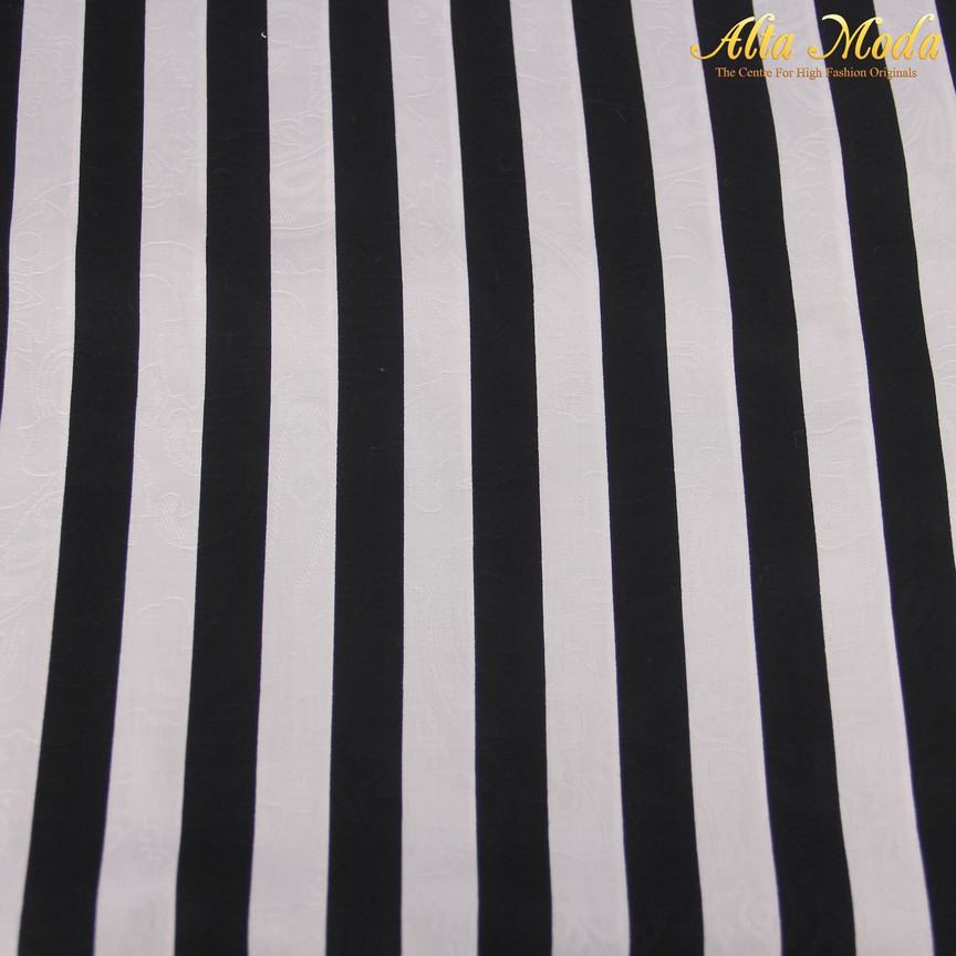 

Alta Moda Satin Jacquard Putih Motif Garis Hitam Lebar (1M)