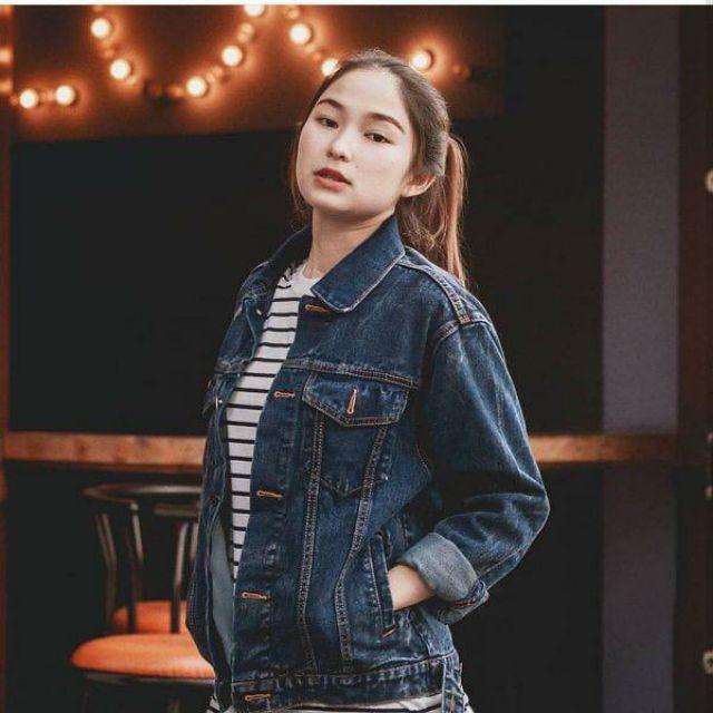 Jaket Jeans Boy Friend / Jaket Jeans Oversize Wanita BEST SELLER-Biru Dongker