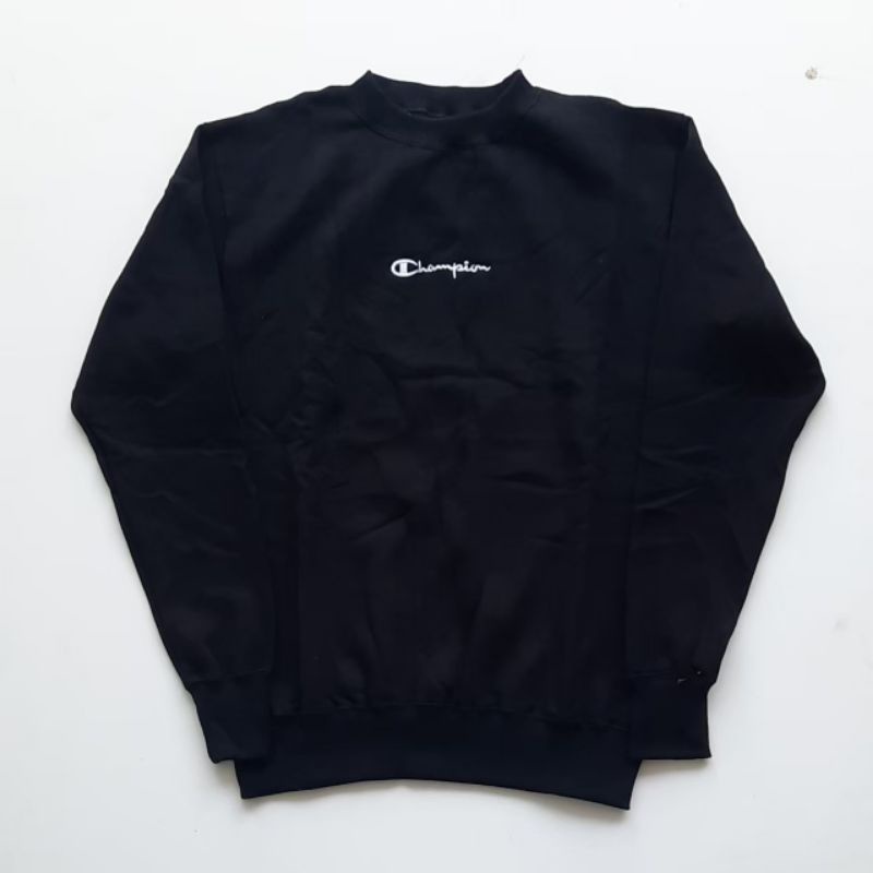 Crewneck Champion Mini Script Bordir Hitam Original