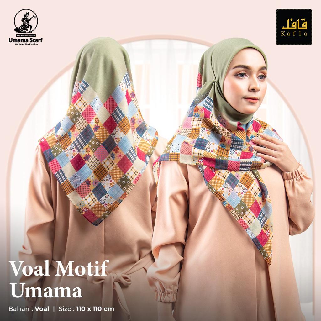 Hijab/Kerudung Voal Motif Segiempat Metal Logo Original By Umama Scarf 110x110cm