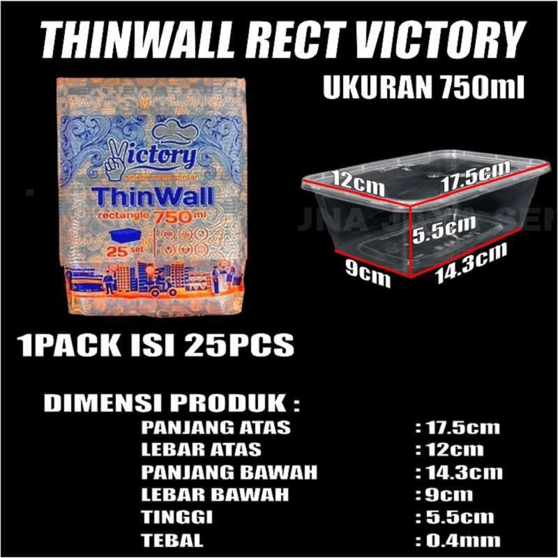 Thinwall Rectangle 200ml 500ml 650ml 750ml 1000ml Per Pack Kotak Makan Persegi Panjang Plastik Var