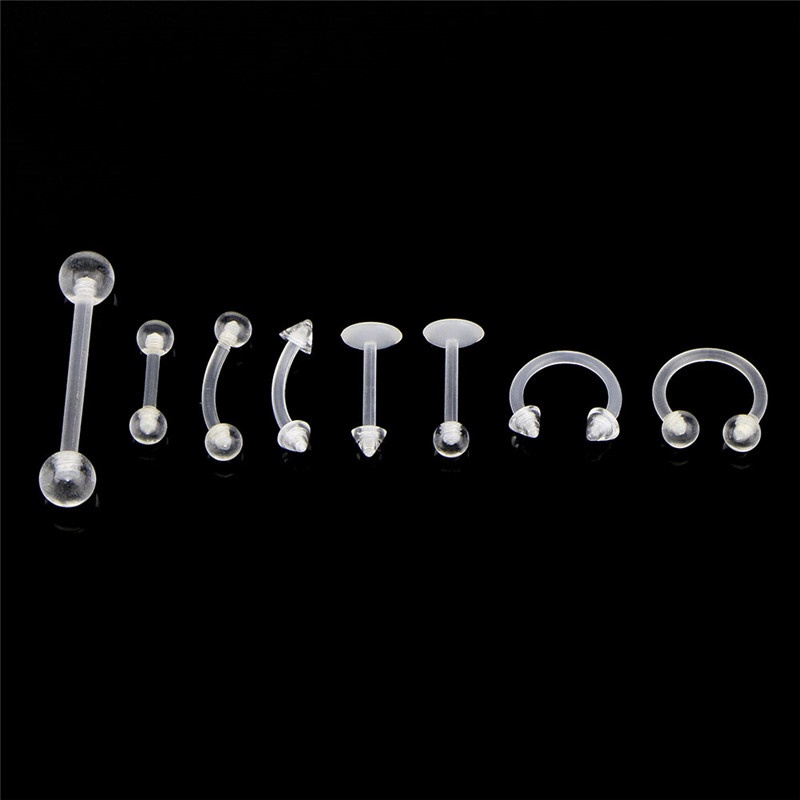 24pcs Anting Tindik Lidah / Bibir / Tubuh Transparan