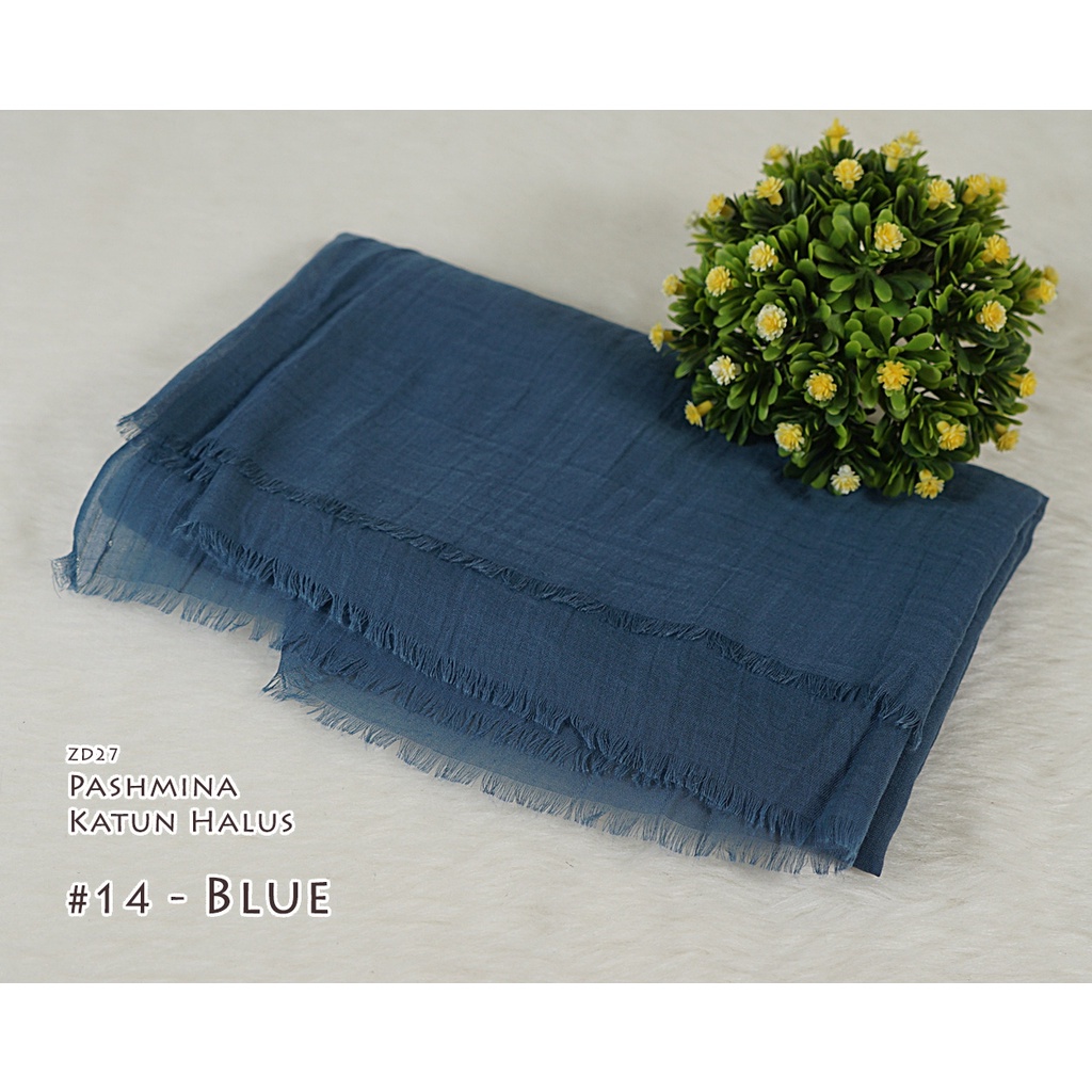 Pashmina Polos Katun Halus - CINDY by Luulu Scarf-#14 - Blue