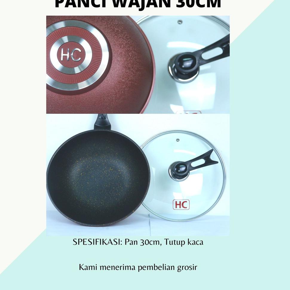 Wok pan 30cm HC / Wajan korea HC - panci wajan - penggorengan - tutup kaca - granit-Tukatuku2021 9K6