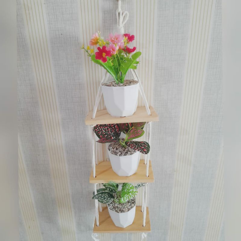 Rak Gantung Kayu Minimalis 3 susun Murah Mungil Lucu