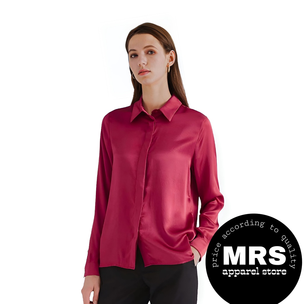 Baju Kemeja Blouse Lengan Panjang Wanita Bahan Katun Rayon