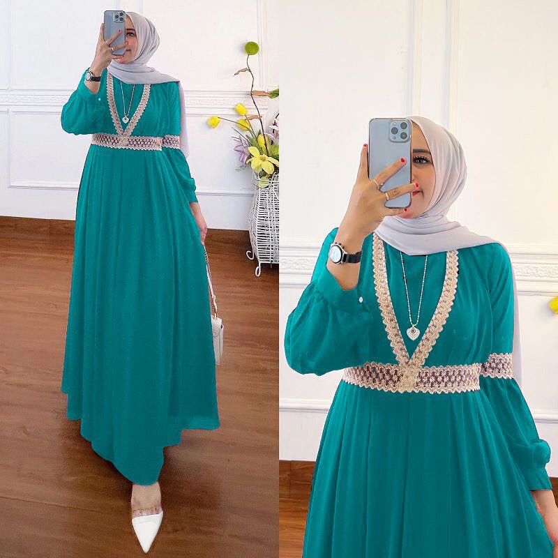 Gamis Malaysia Outfit Kondangan Gaun Pesta Muslimah Qaisha Dress Gamis Pesta Mewah Elegan Gamis Jumbo Ceruty