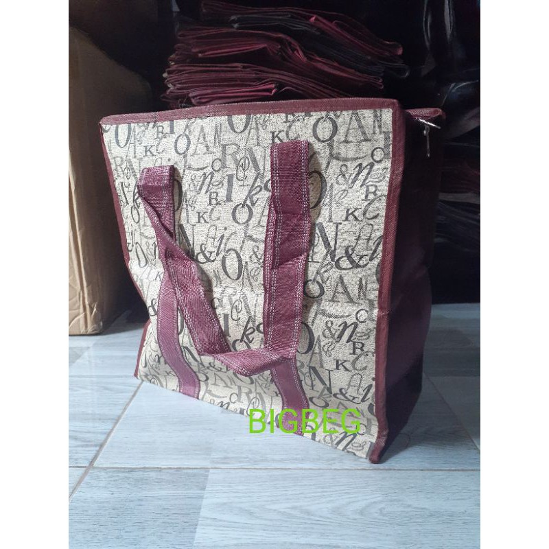 Tas Belanja Terpal Motif Kecil S 38x15x38 cm Travelbag Tas Belanja Serbaguna Totebag