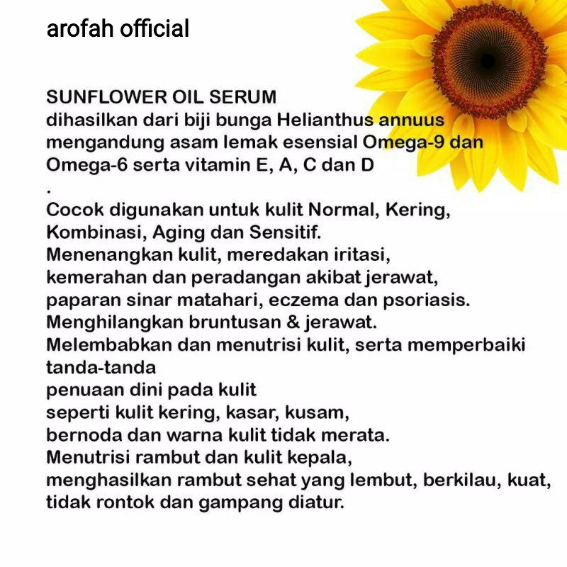 Sunflower oil  20 ml / Minyak biji bunga matahari