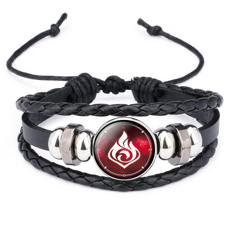 2022 Gelang Tangan Kulit Pria / Wanita Desain Anime Game Genshin Impact 7 Element