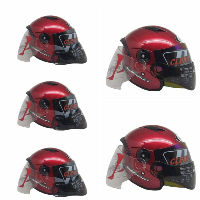 Helm Kyt 2 Vision Merah Maroon Paket Ganteng