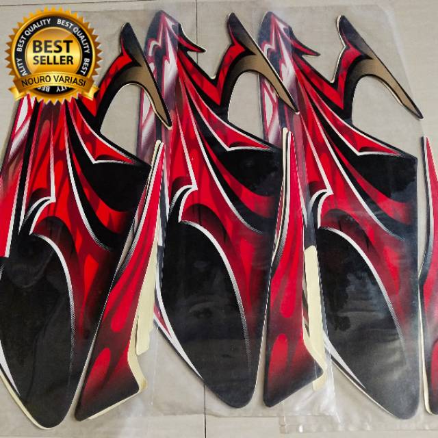 striping yamaha RX king  tahun 2006 merah full set stiker les body kualitas terbaik ter murah