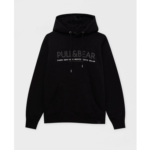 JAKET PULL&amp;BEAR HOODIE PRIA HITAM PREMIUM