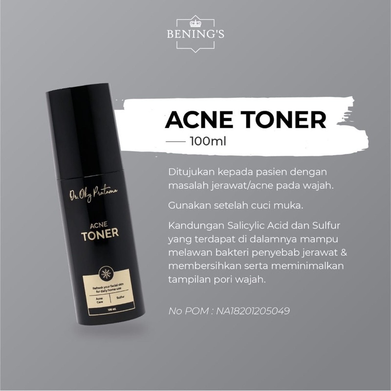 Acne Toner by dr. Oky Pratama / Benings Skincare / Benings Clinic