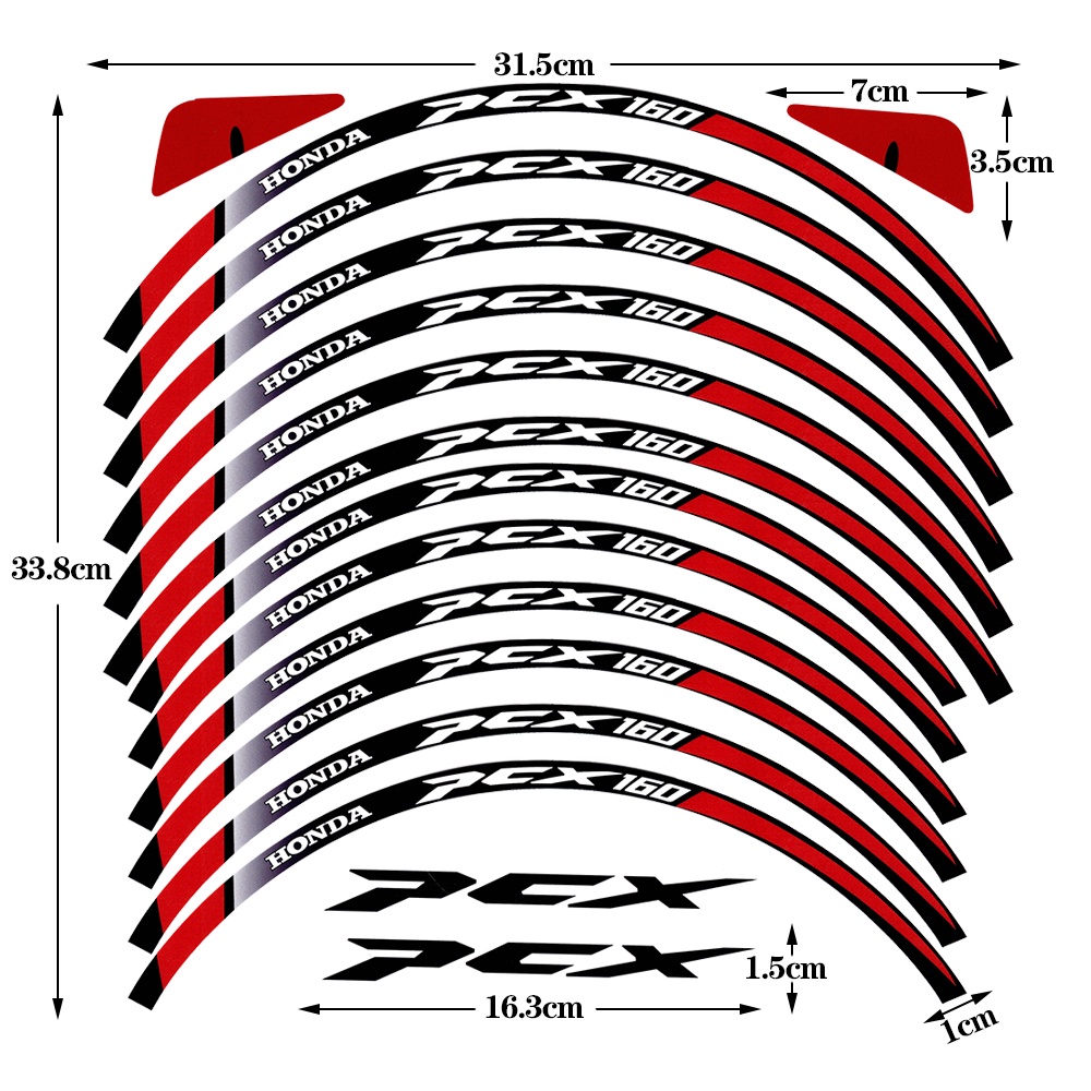 Honda PCX 160 Stiker Roda Sepeda Motor Reflektif Skuter Hub Stripe Stiker Aksesoris Motor Dekoratif