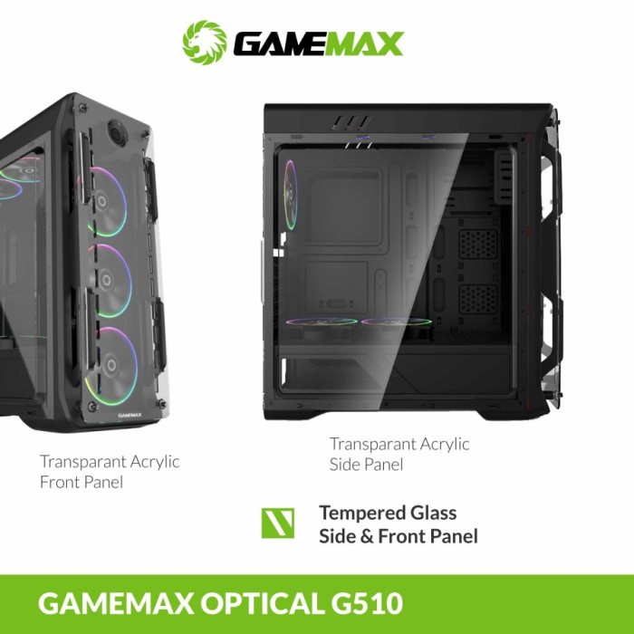 Casing Komputer Gaming Gamemax OPTICAL G510 include 4 Fan