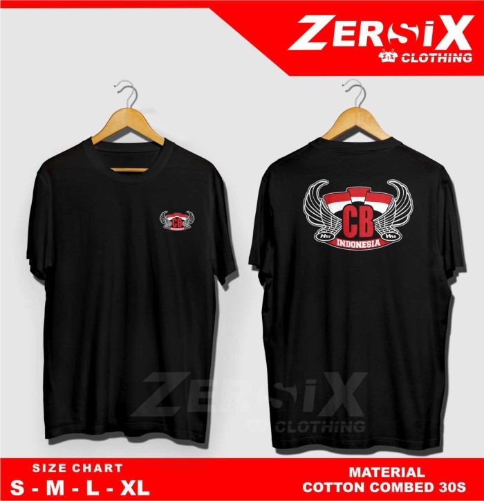 Kaos T-shirt Baju Distro Motor classic Logo Honda CB indonesia - Hitam, S