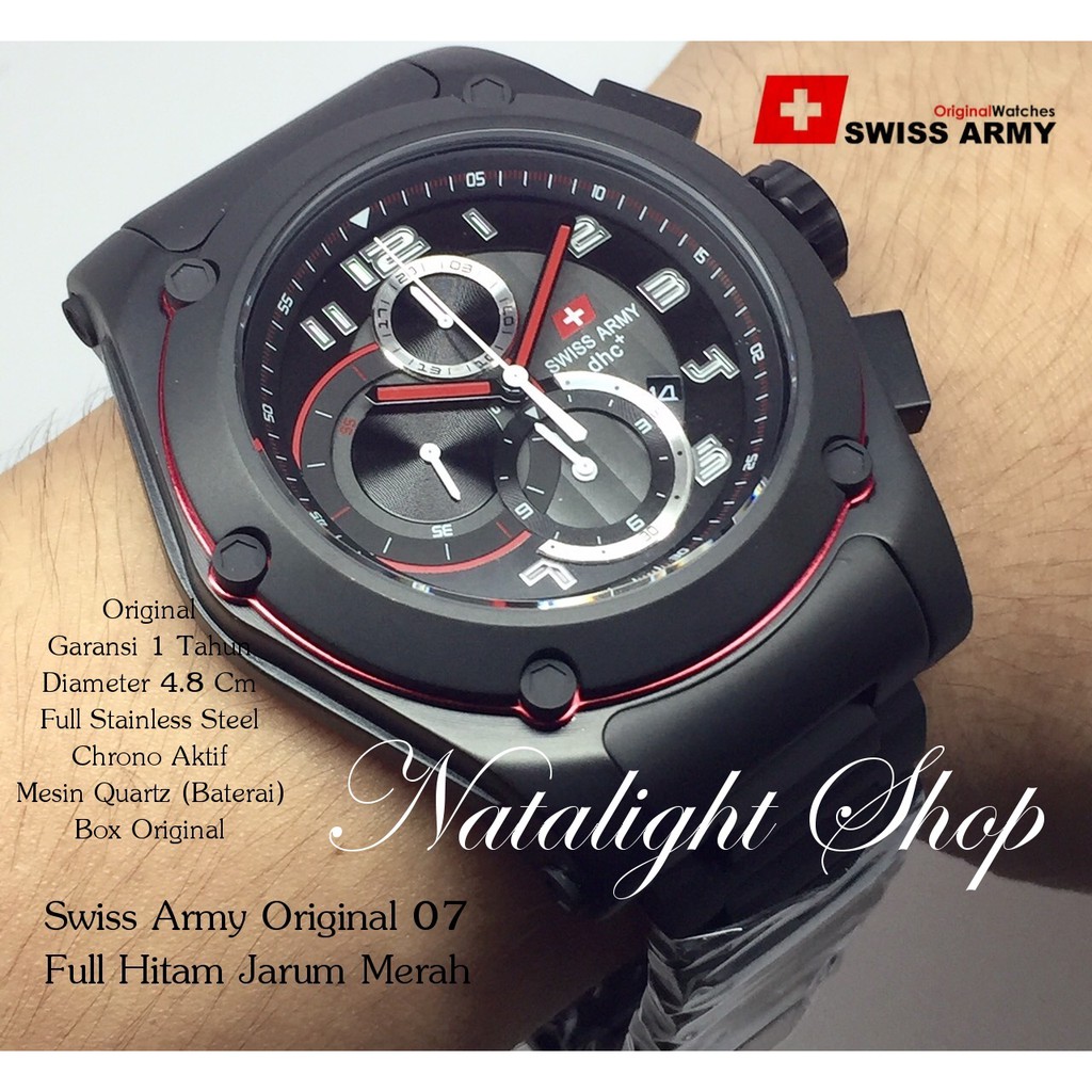 *FREE ONGKIR* JAM TANGAN PRIA SPORT BEST SELLER SWISS ARMY ORIGINAL 07 FULL HITAM *PROMO BRANDED*