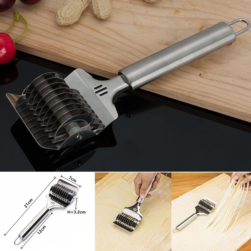 Rebuy Roller Pemotong Adonan Kue / Pasta / Spaghetti Bahan Stainless Steel Untuk Dapur / Rumah