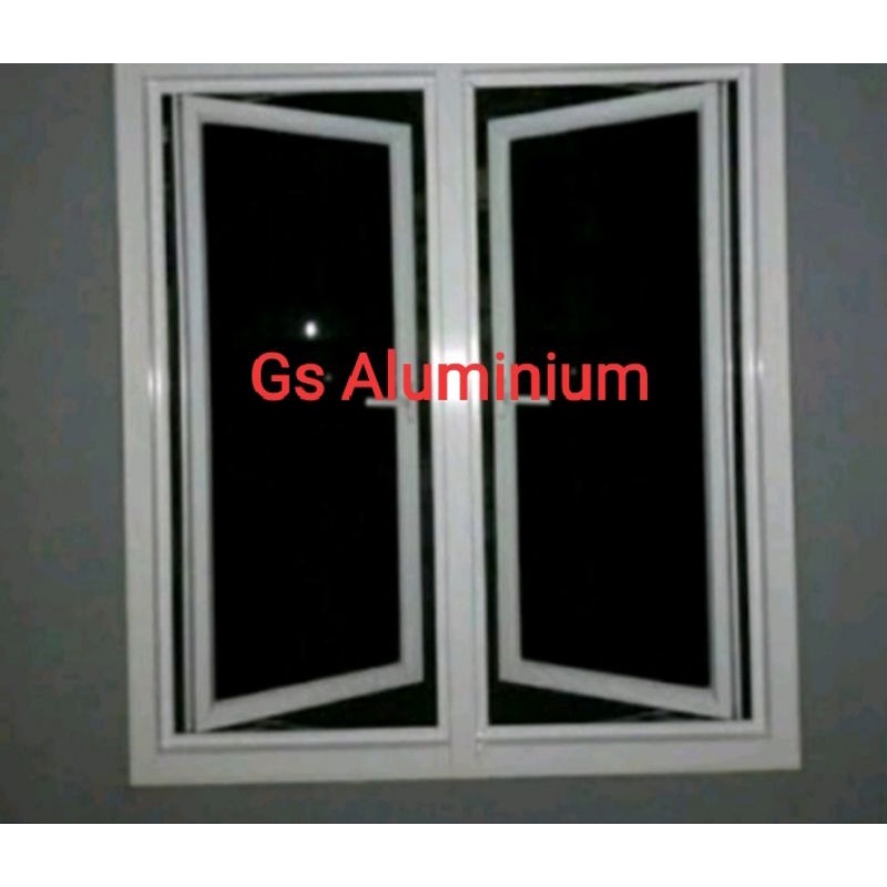 Jendela aluminium 2 daun 120x120 Free paking kayu