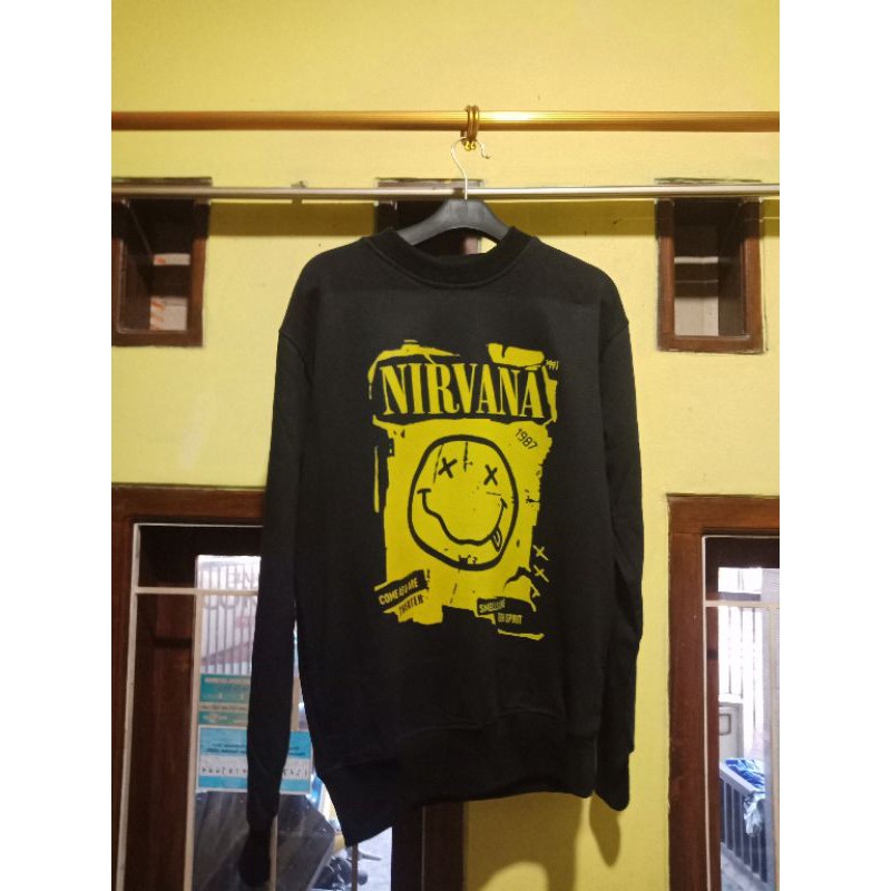 Sweater Crewneck Band Nirvana Distro Bandung Sweater Casual Wanita/Pria DTG Printing Termurah-2