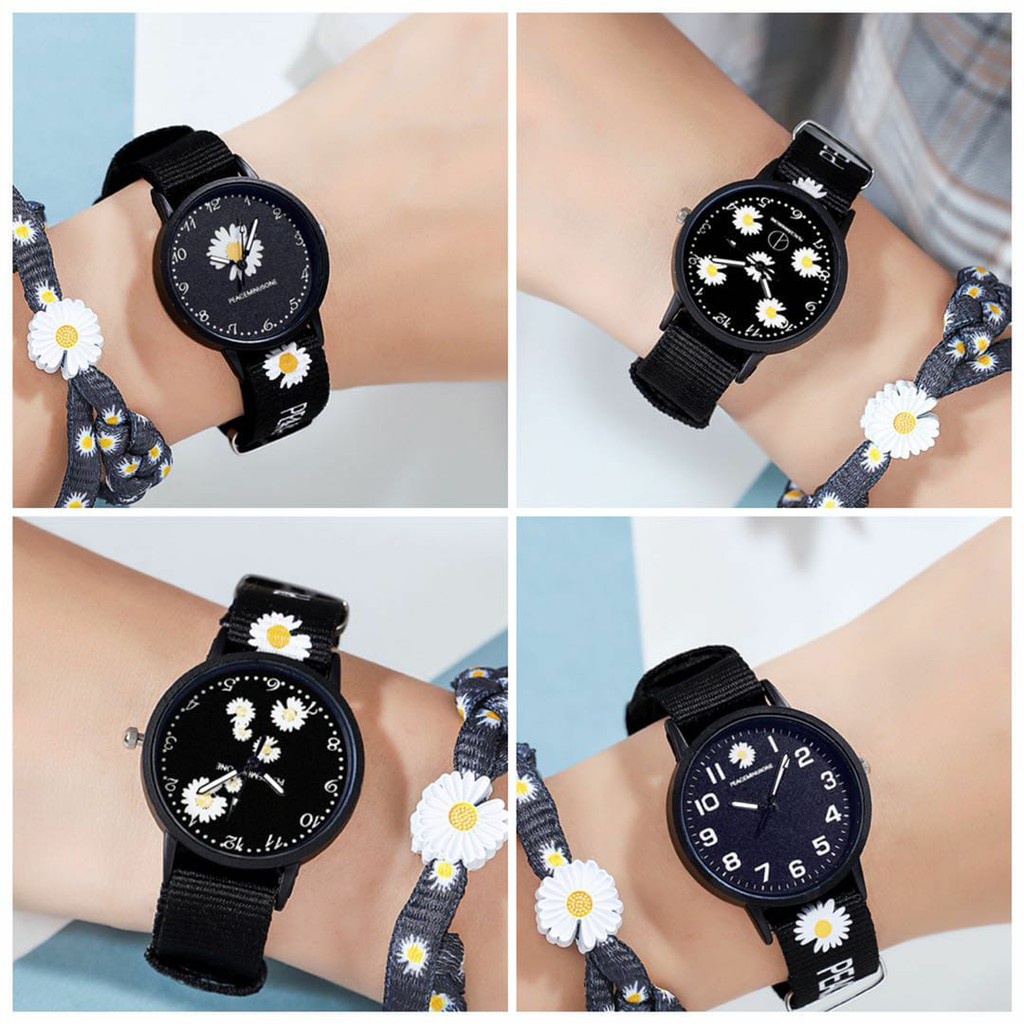 Jam Tangan Wanita A0056 Korean Floral Print Daisy Watches