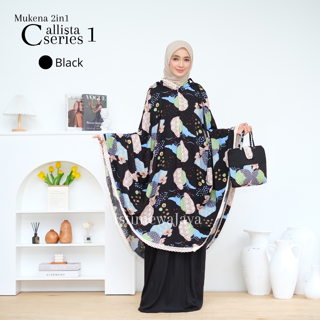 Mukena 2in1 Callista Premium Travelling || Mukena katun rayon Premium 2in1 Motif Bagus