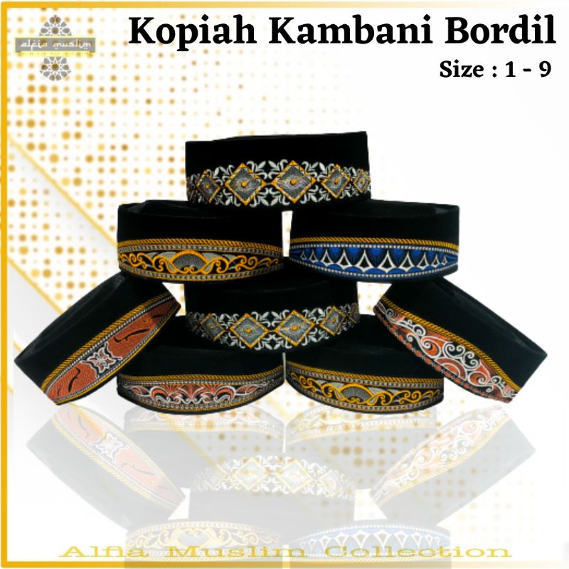 Peci Kopiah Songko Kambani Soga Bordil Peci Hitam Bordil