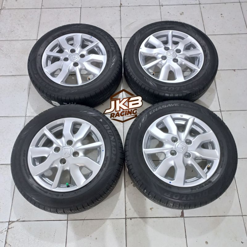 VELG MOBIL BEKAS OEM HONDA BRIO SATYA R14 PCD 4X100 + BAN DUNLOP ENNASAVE 175/65 R14