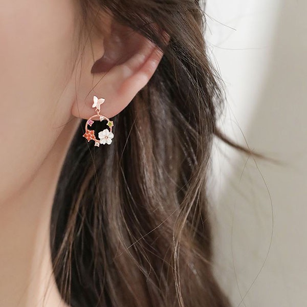 anting kupu - kupu bunga butterfly flower earrings (3G4) jan272