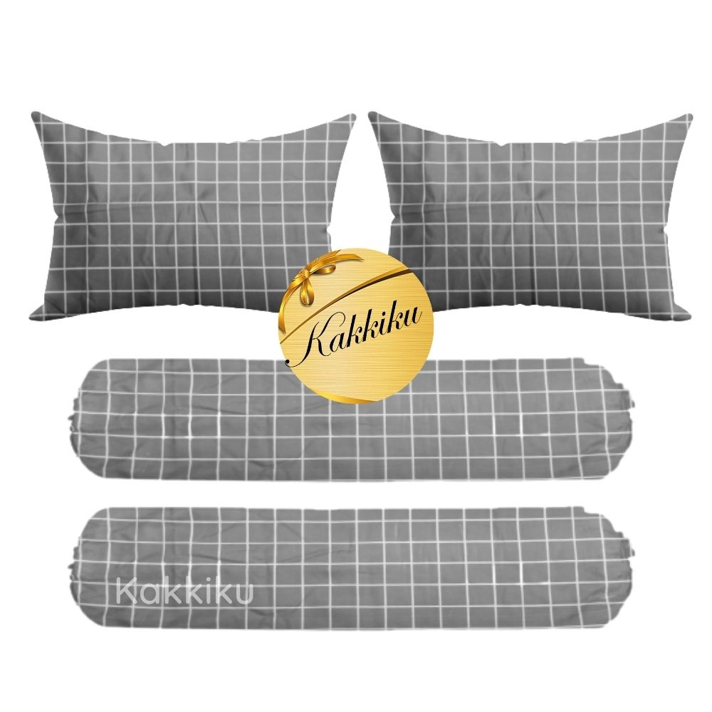 4 pcs 2 Sarung bantal + 2 Sarung Guling motif Aaesthetic  Kotak Garis dan Karakter