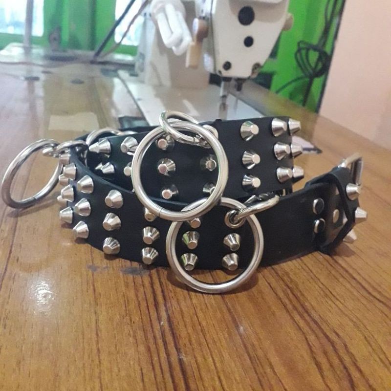 Eightball cone + ring O full belt/sabuk punk /sabuk spike