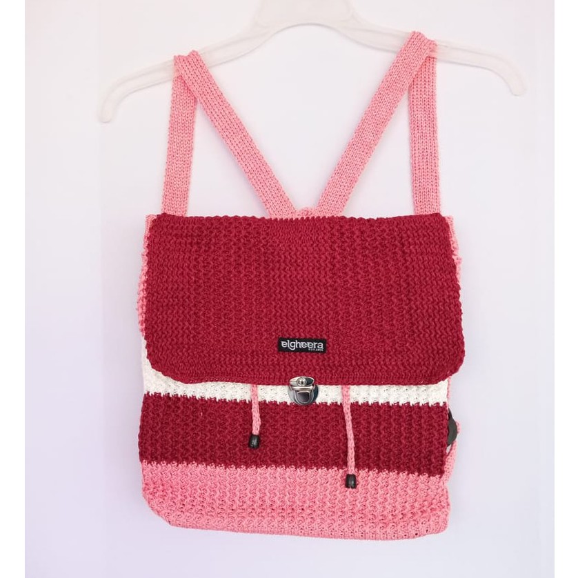 Tas Rajut Gendong Kombinasi / Tas Ransel Millenial