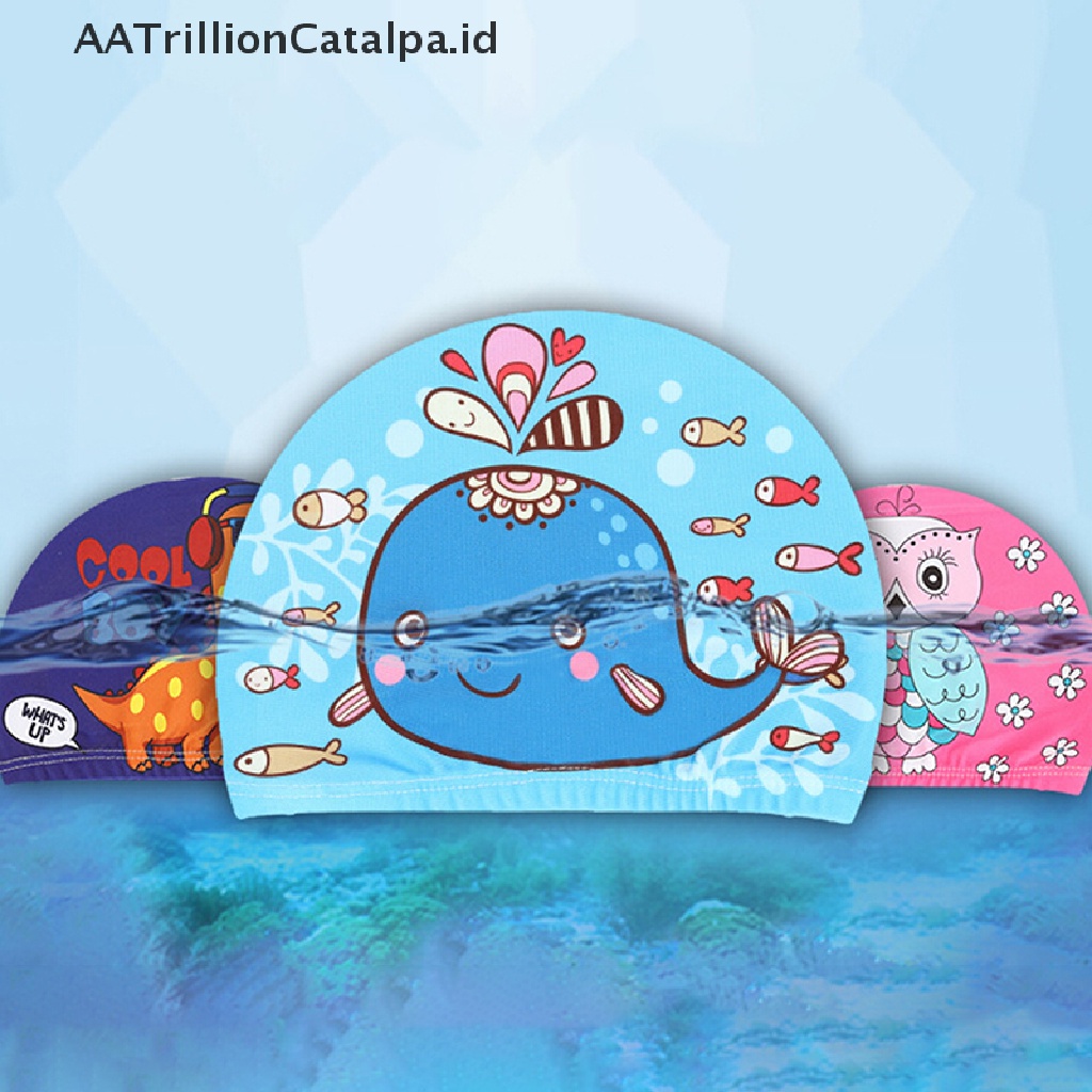 Aatrillioncatalpa Topi Renang Elastis Motif Print Kartun Untuk Anak