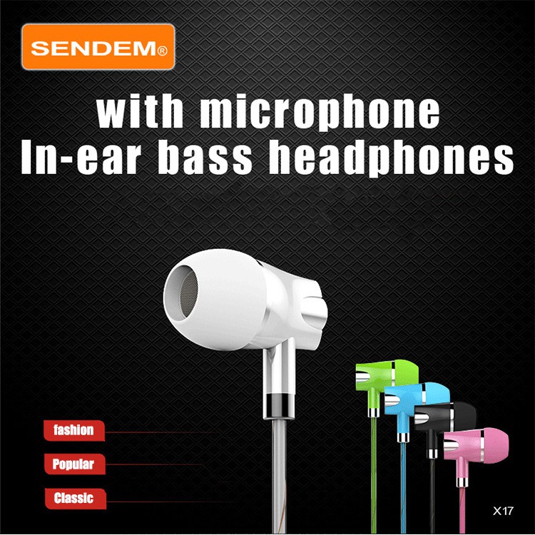 Earphone SENDEM X17 Headphones With Microphone 3.5mm Good Bass Sporty