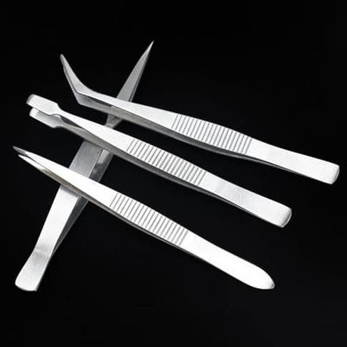 Pinset 4 Fungsi Serbaguna Stainless Kurva Lurus Tweezer Set Dhtron92 Berkualitas