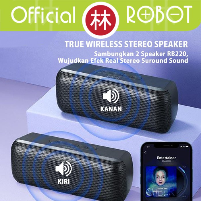 Robot RB220 Portable TWS Bluetooth Speaker Wireless Hifi Sound