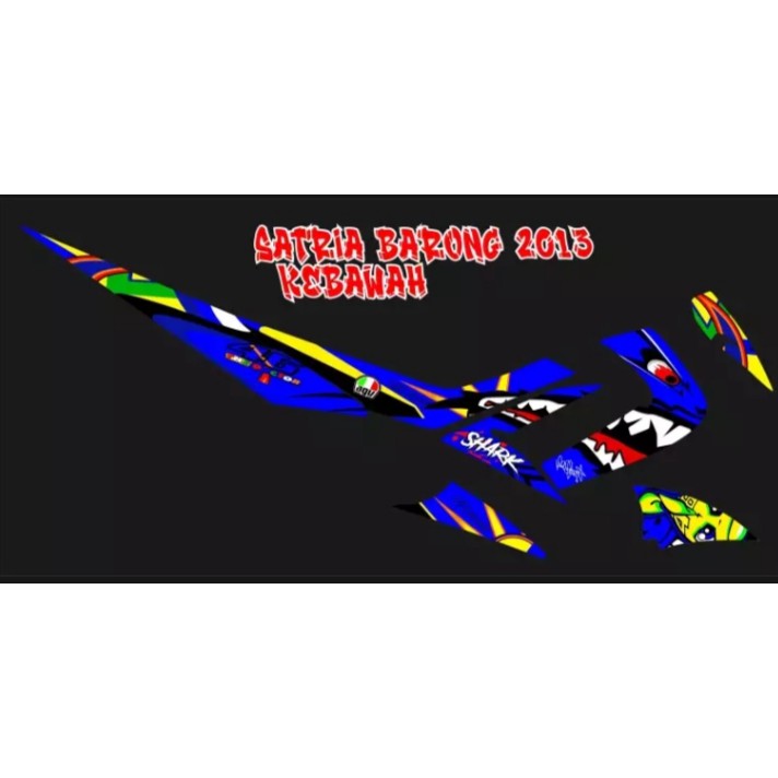 Aksesoris otomotif motor sticker striping decal dan emblem satria fu