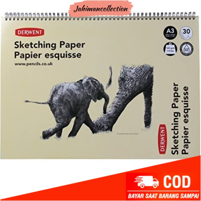 

✨ BISA COD ✨ Derwent Sketch Book A3 / 30 Sheets /165 GSM / Wire-o