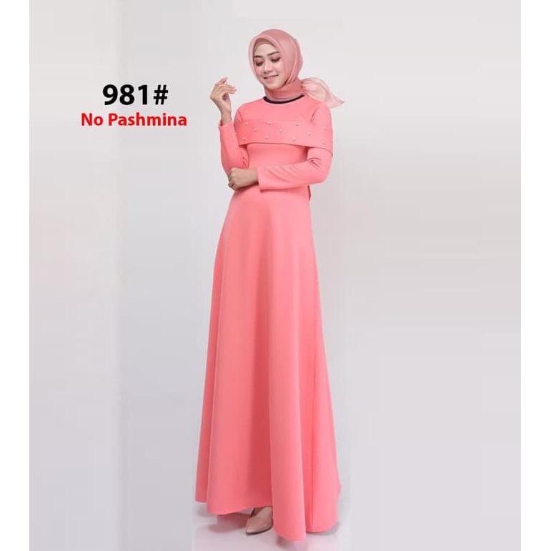 Maxi Import 981 Peach/Long Maxi Dress Hijab/Terusan Gamis Syari Wanita