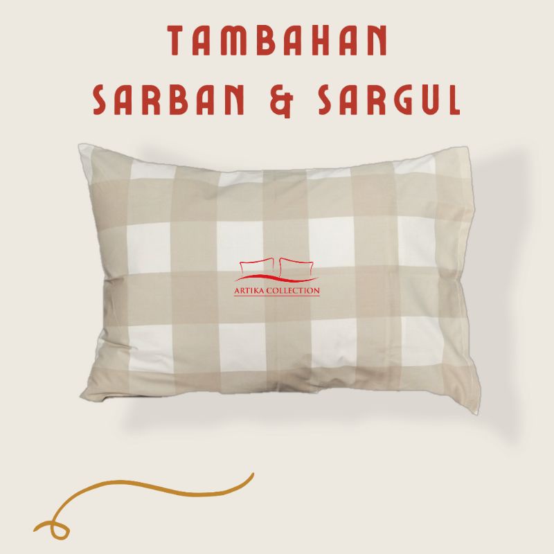 Tambahan Sarung Bantal Guling Kotak Khaki Grey