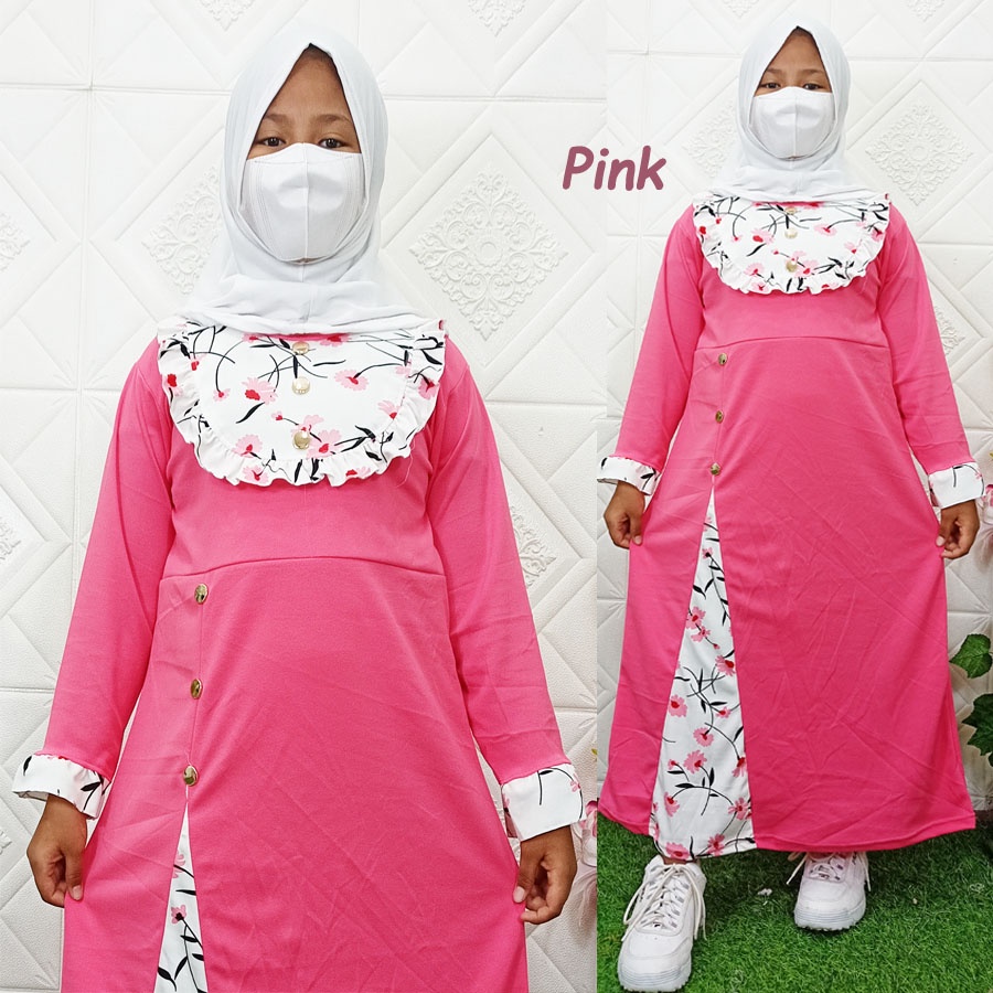 CARLINA – Gamis Anak Amanda Bunga Aida Manis Kaaffah 5-13 tahun Dress Panjang Kids